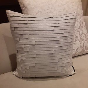 Tahari Pleated Sparkle Ribbon Decorative Pillow - silver grey